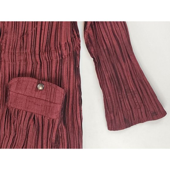 UBU Jacket Womens Small Burgundy Crinkled Retro Lightweight Full Zip Snap on - Picture 10 of 13